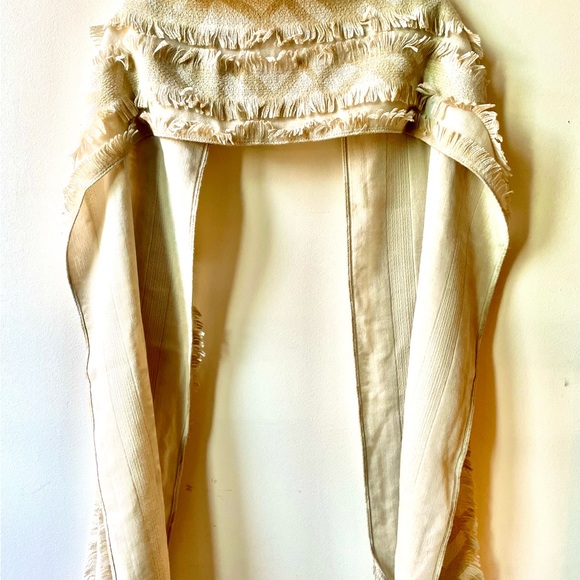 Burberry Fringe Scarf Cashmere Wool blend Creme - Picture 1 of 4